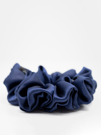Mini Blue Satin Scrunchie | LookJade