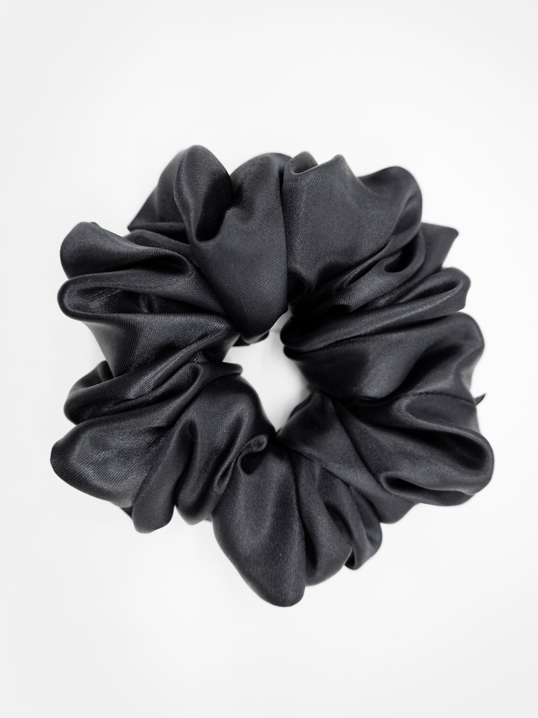 Jumbo Black Satin Scrunchie | LookJade