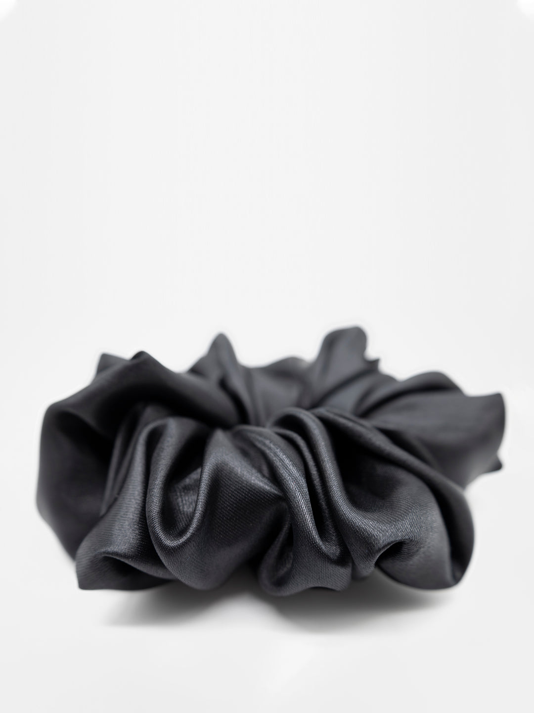 Jumbo Black Satin Scrunchie | LookJade