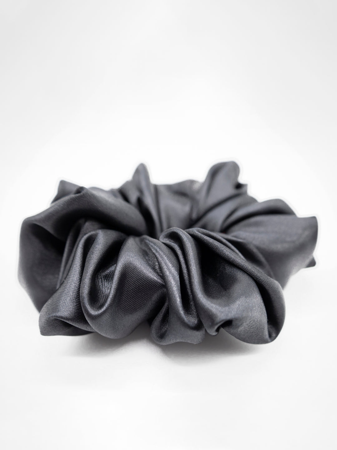 Jumbo Black Satin Scrunchie | LookJade